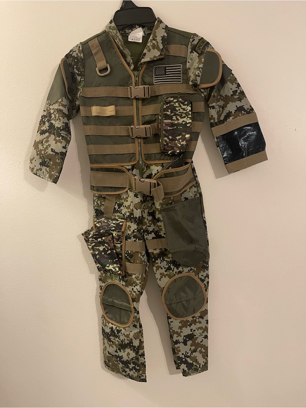Kids Olive Digital Camo Tactical Costume with Utility Vest